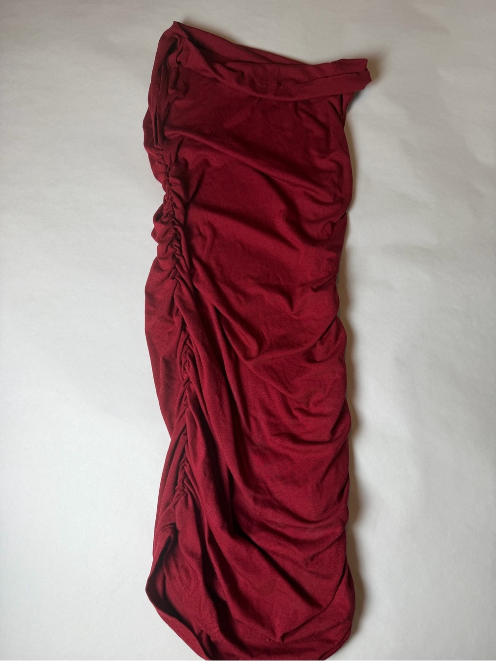 MICAS Burgundy Off Shoulder Ruched Bodycon Dress Size L NWT